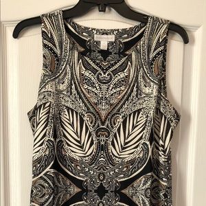 Sleeveless brown/black/white dress
